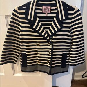 Juicy Couture Striped Nacy and White Blazer